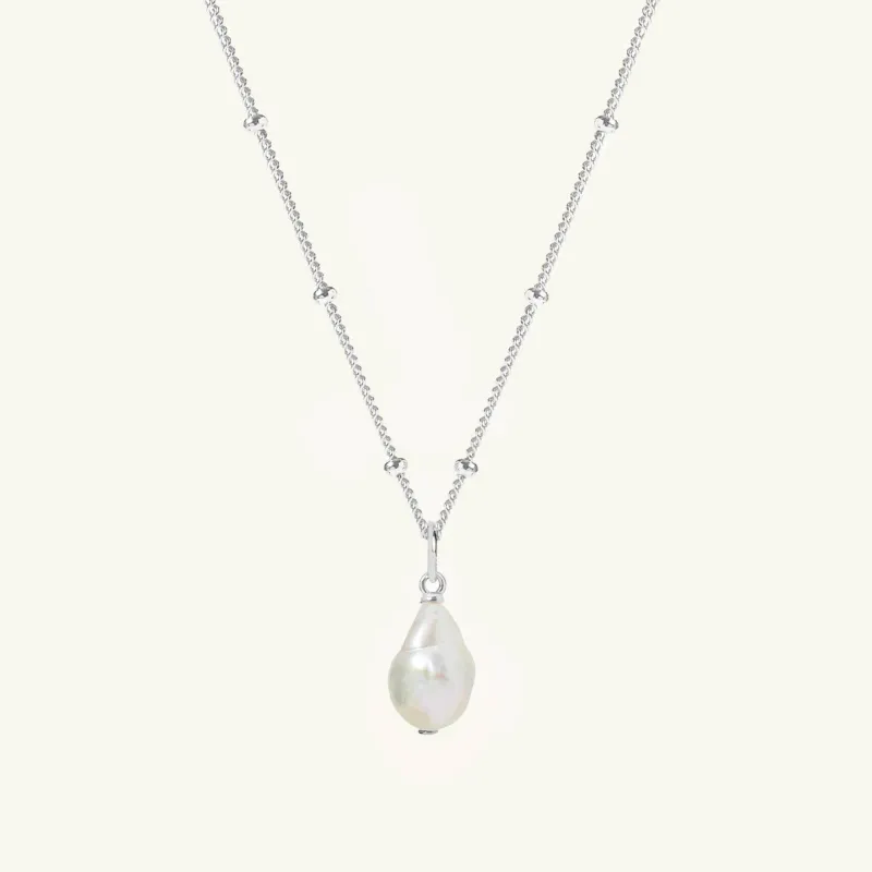 Freshwater Pearl Bead Chain Necklace Silver sold by Muru