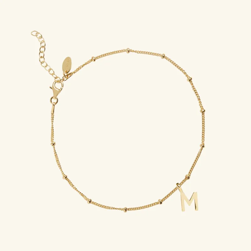 Letter Bead Chain Anklet Gold sold by Muru