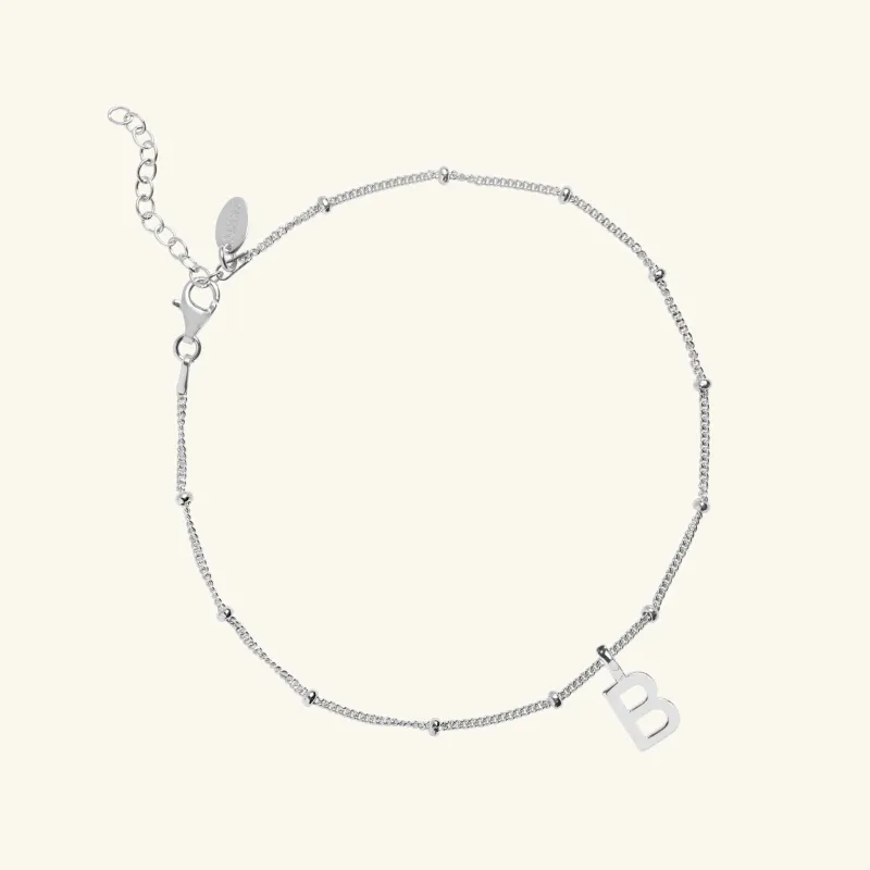 Letter Bead Chain Anklet Silver sold by Muru