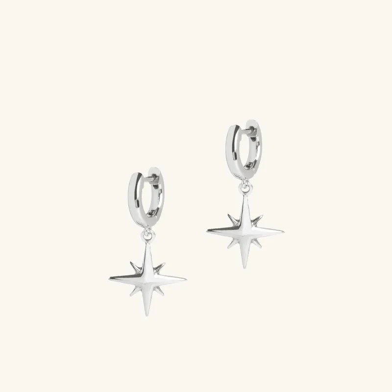 Star Huggie Hoop Earrings Silver sold by Muru
