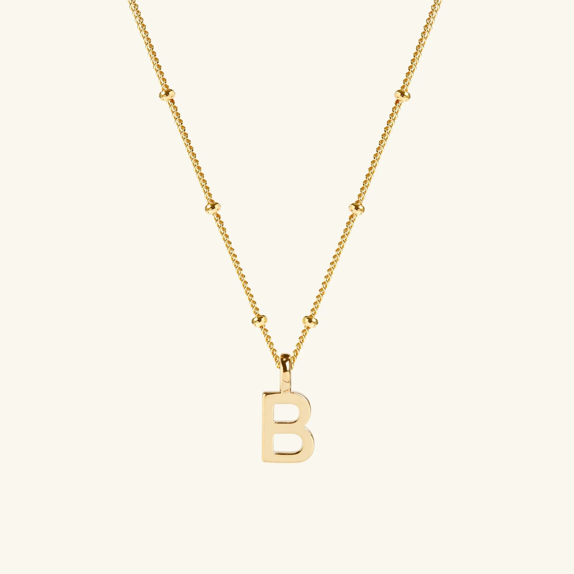 Letter Necklace with Bead Chain Gold sold by Muru