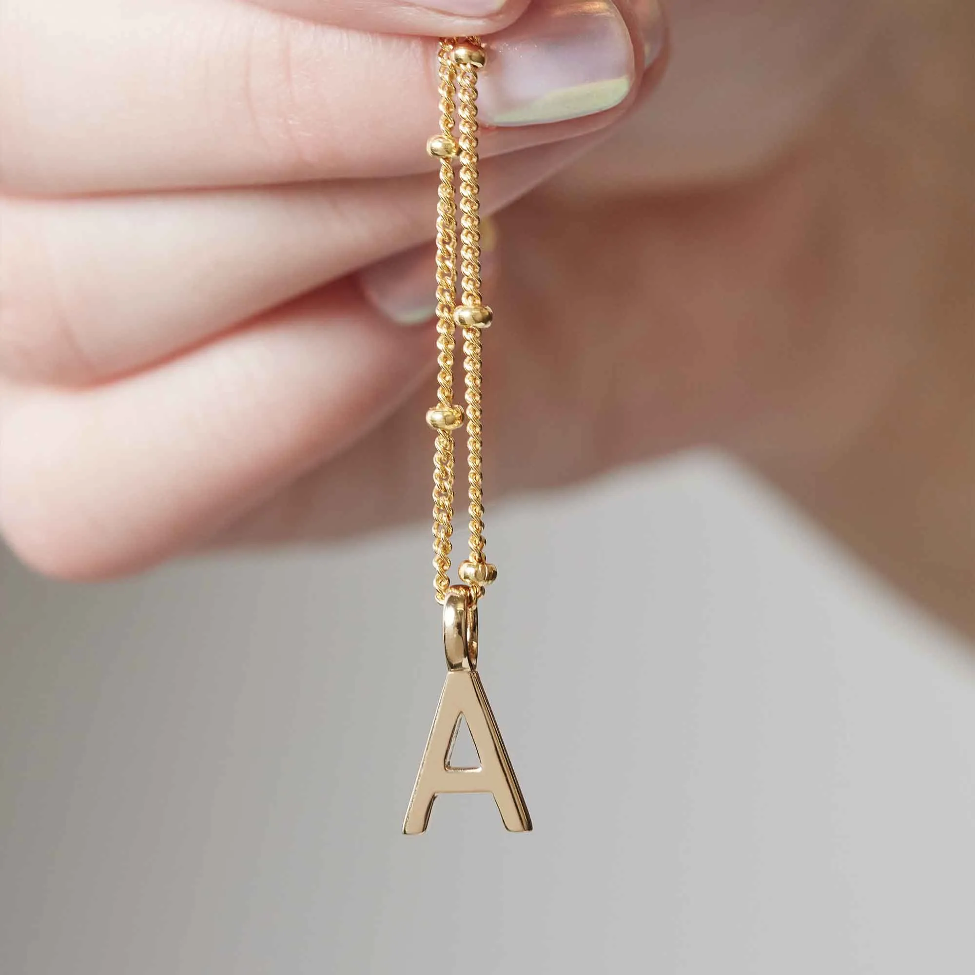 Letter Necklace with Bead Chain Gold sold by Muru product image thumbnail 3