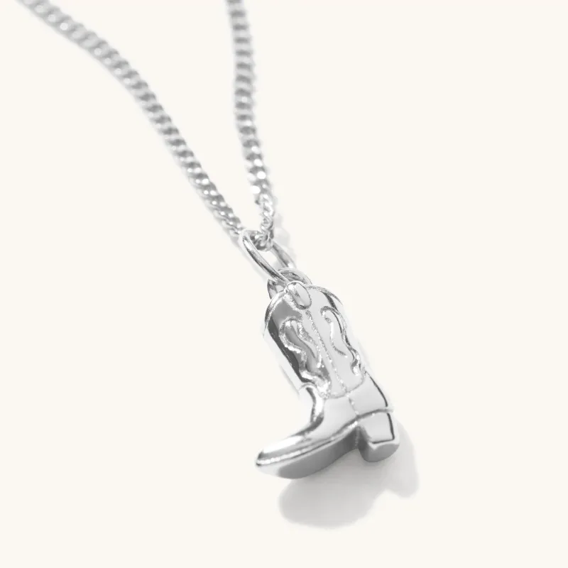 Cowboy Boot Necklace Silver sold by Muru