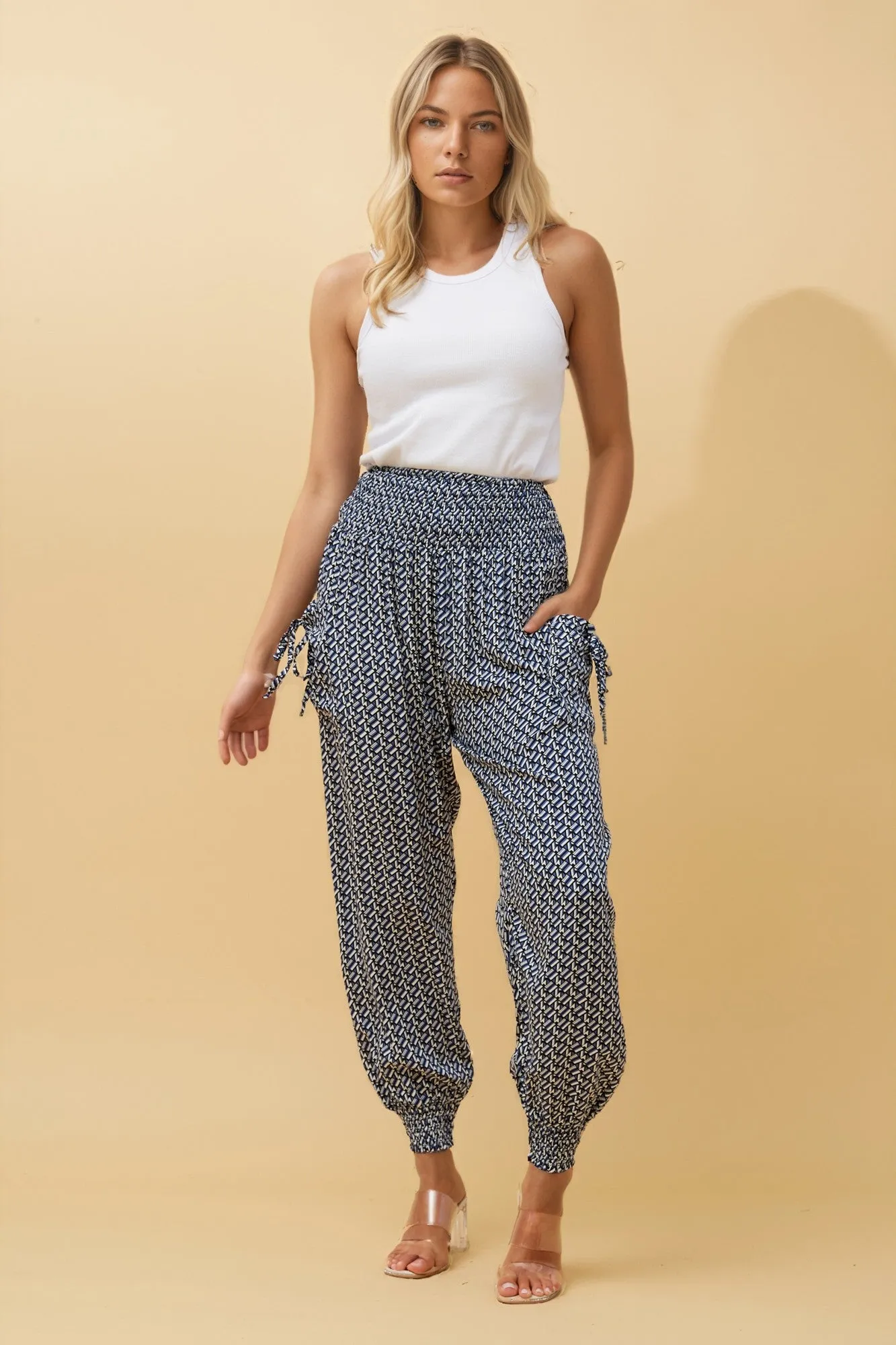 GEOMETRIC PRINT HAREM PANTS sold by Rockmans