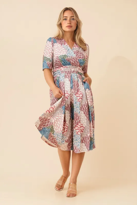GRACE ABSTRACT PRINT DRESS sold by Rockmans