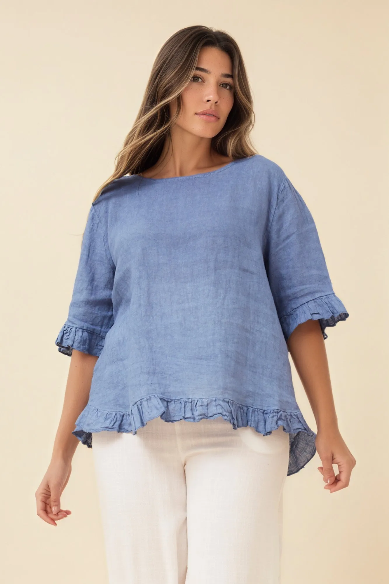 FRILA SOLID LINEN TOP sold by Rockmans product image thumbnail 3
