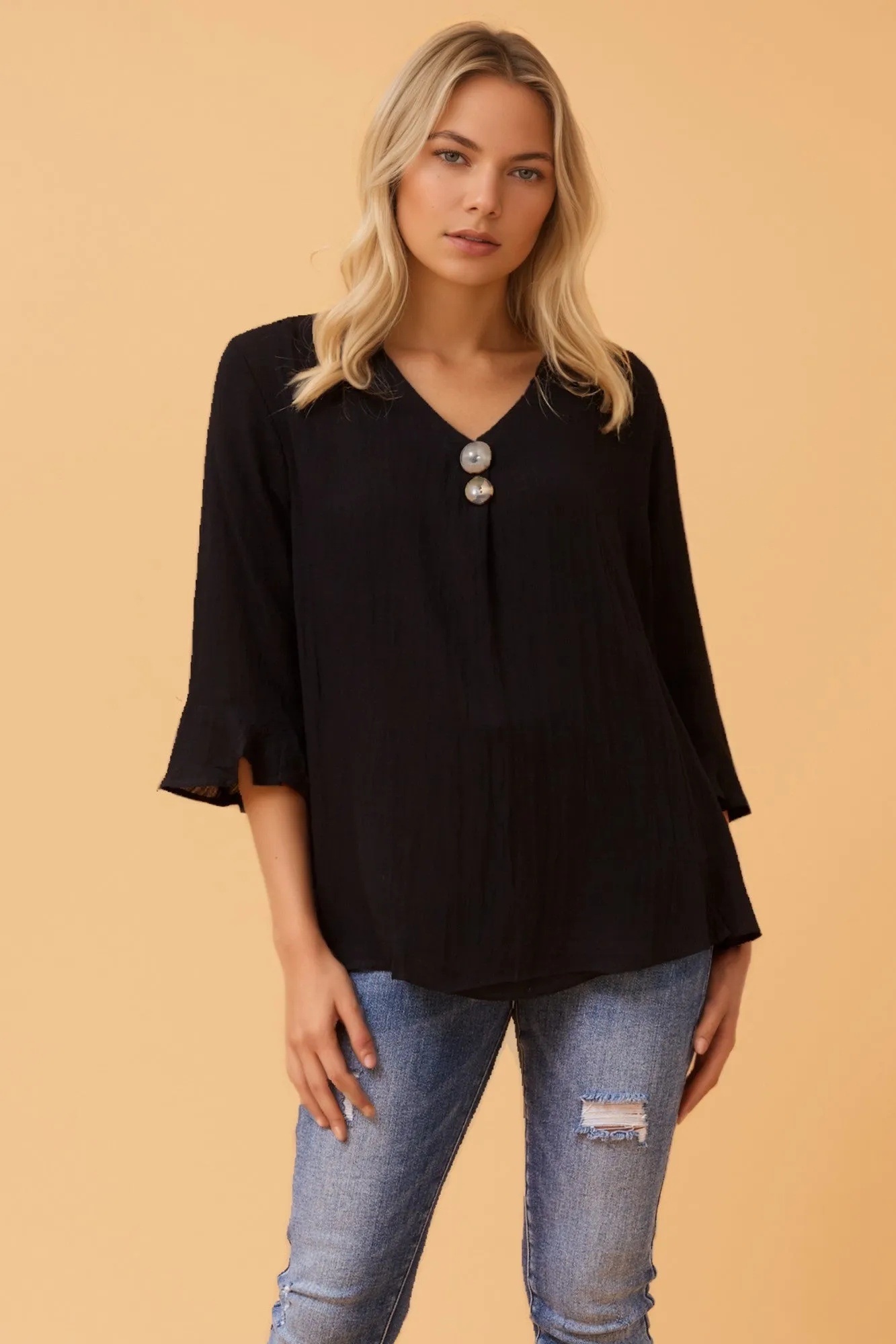 RUE BUTTON DETAIL TOP sold by Rockmans product image thumbnail 3
