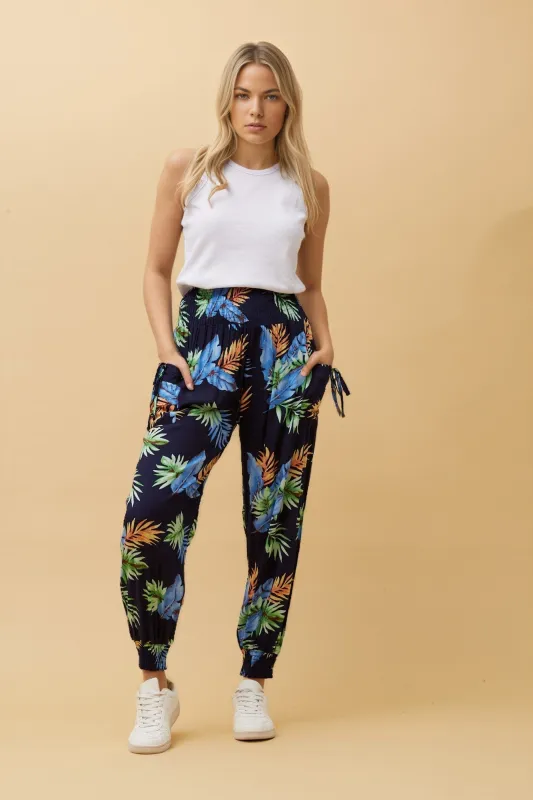 COLOURFUL LEAF PRINT HAREM PANTS sold by Rockmans