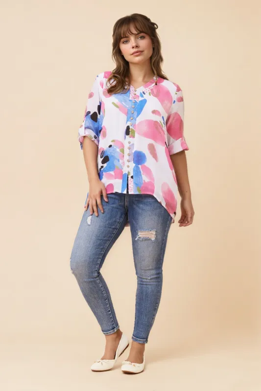 RUBY ABSTRACT PRINT TOP sold by Rockmans