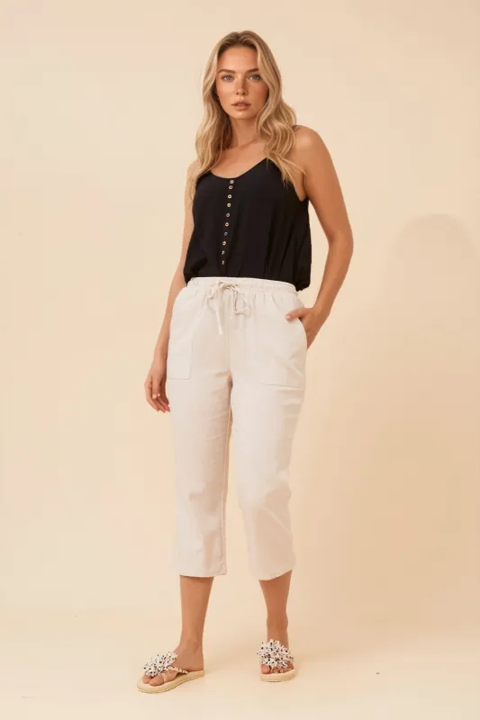 LINEN CAPRI PANTS sold by Rockmans