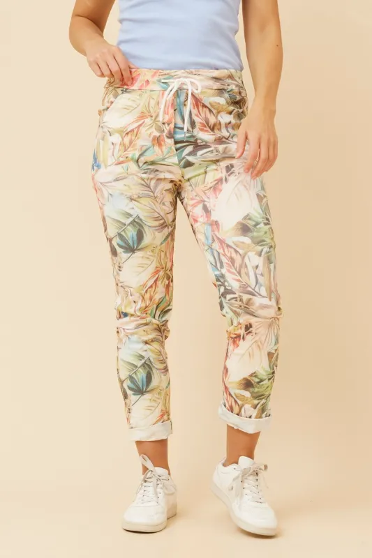 JANJA TROPICAL PRINT JOGGER PANTS sold by Rockmans