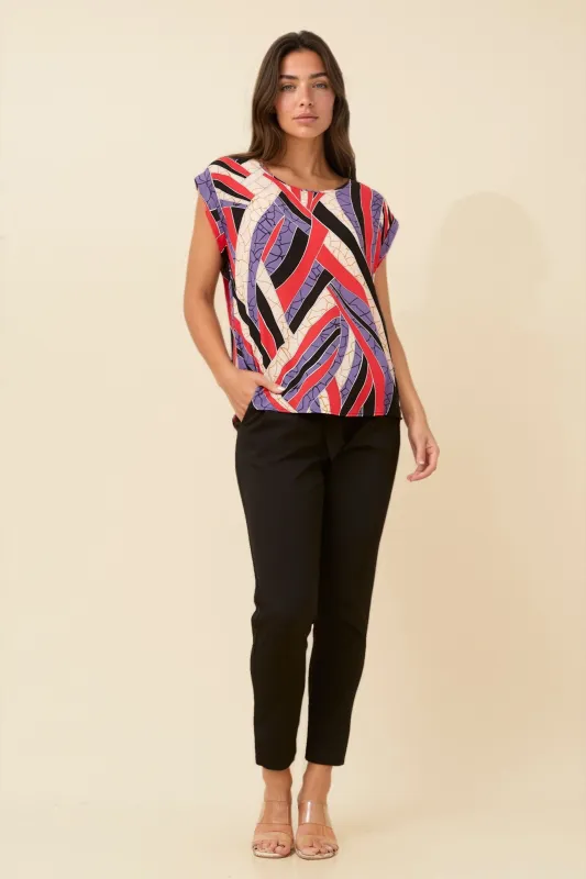 SHELLY ABSTRACT PRINT TOP sold by Rockmans