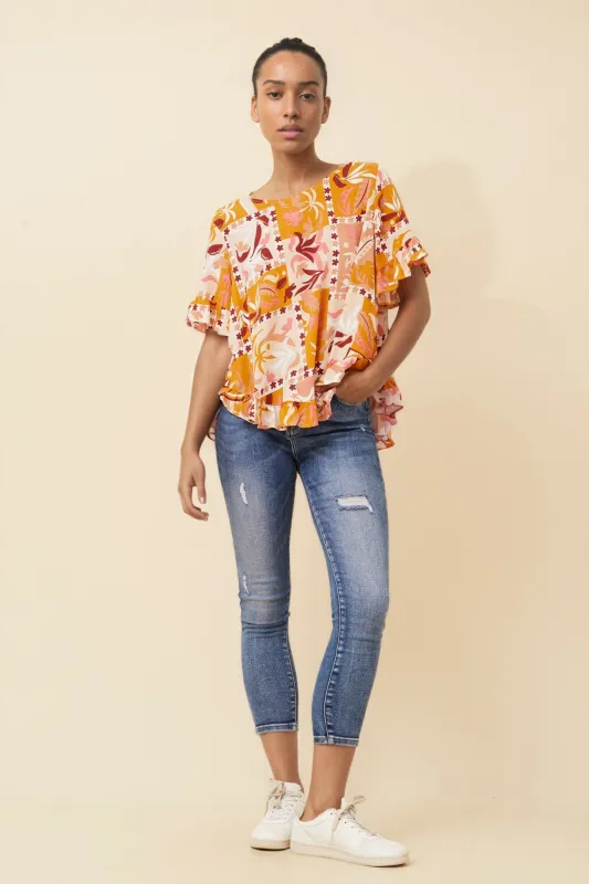 FRILA TROPICAL PRINT TOP sold by Rockmans