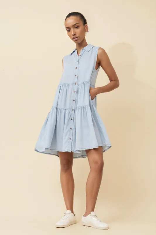 PERKINS TIERED SHIRT DRESS made by Rockmans