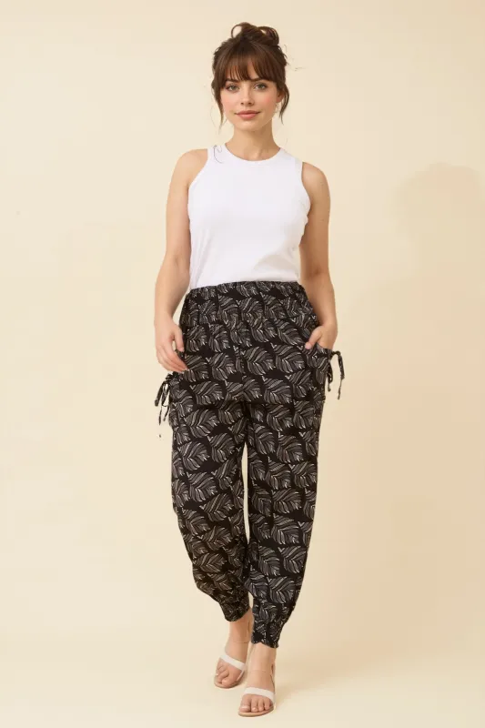 LEAF PRINT HAREM PANTS sold by Rockmans