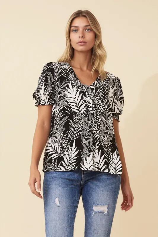 PAULETTE LEAF PRINT TOP sold by Rockmans