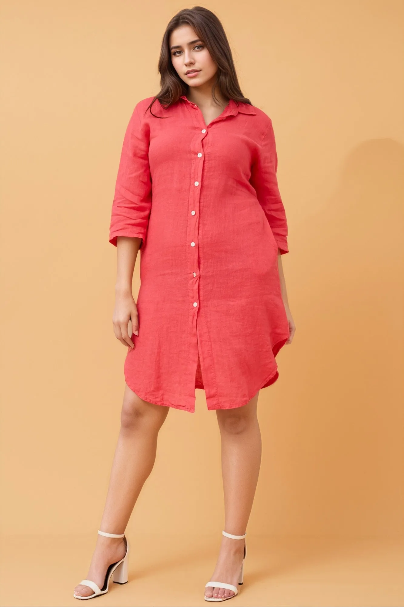 AMATA LINEN SHIRT DRESS sold by Rockmans