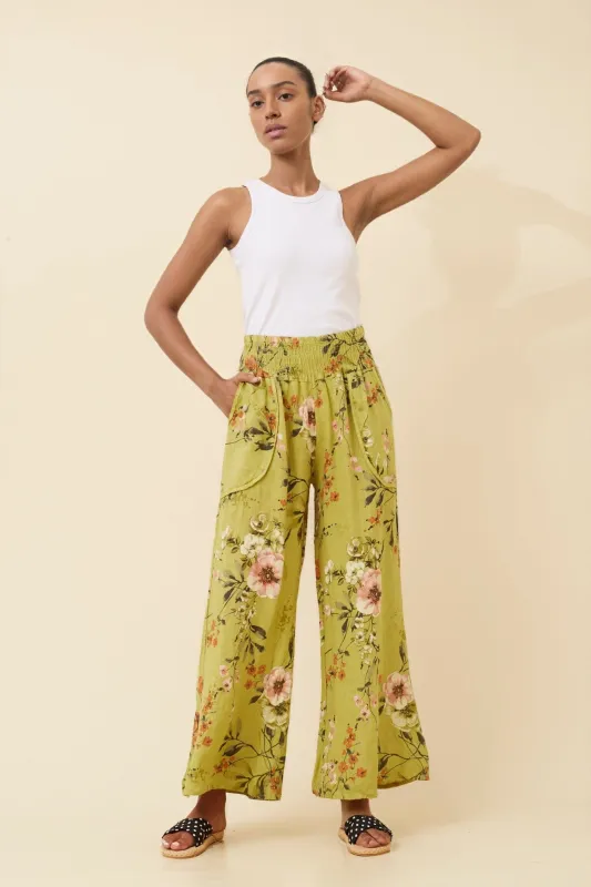 HONORA FLORAL LINEN PANTS sold by Rockmans