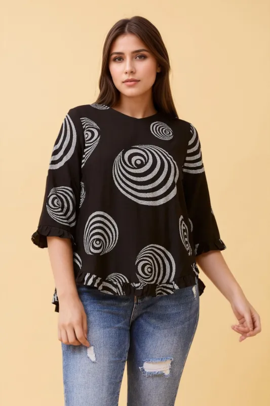 LILIBET ABSTRACT PRINT TOP sold by Rockmans