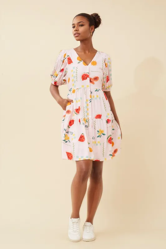MONICA FRUIT PRINT SHORT DRESS sold by Rockmans
