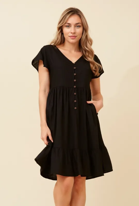 TULIP LINEN BLEND SHORT DRESS sold by Rockmans