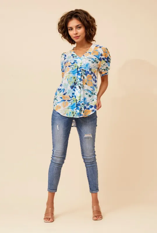 RAYLIN ABSTRACT PRINT TOP sold by Rockmans