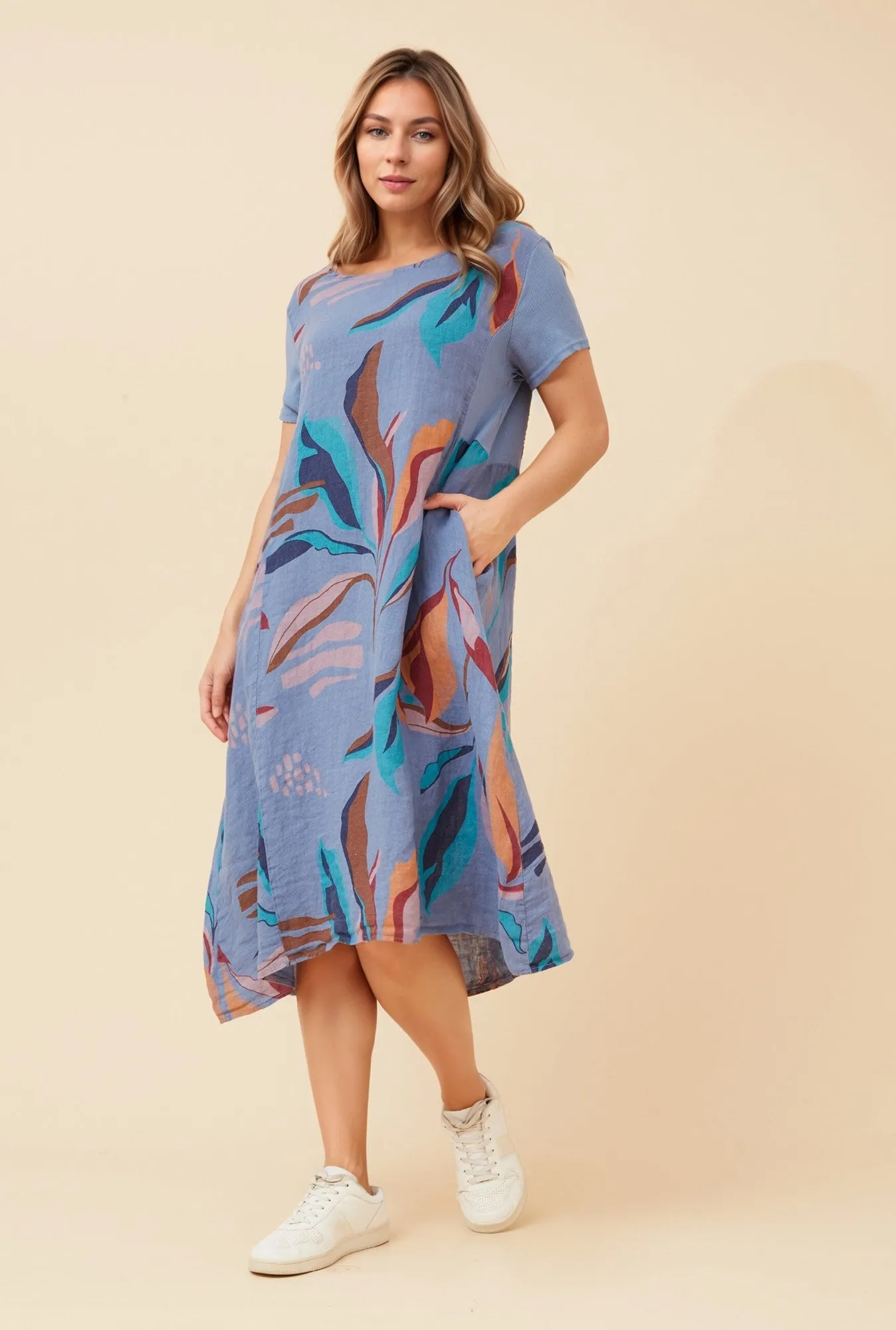 LEAF PRINT LINEN DRESS sold by Rockmans product image thumbnail 4