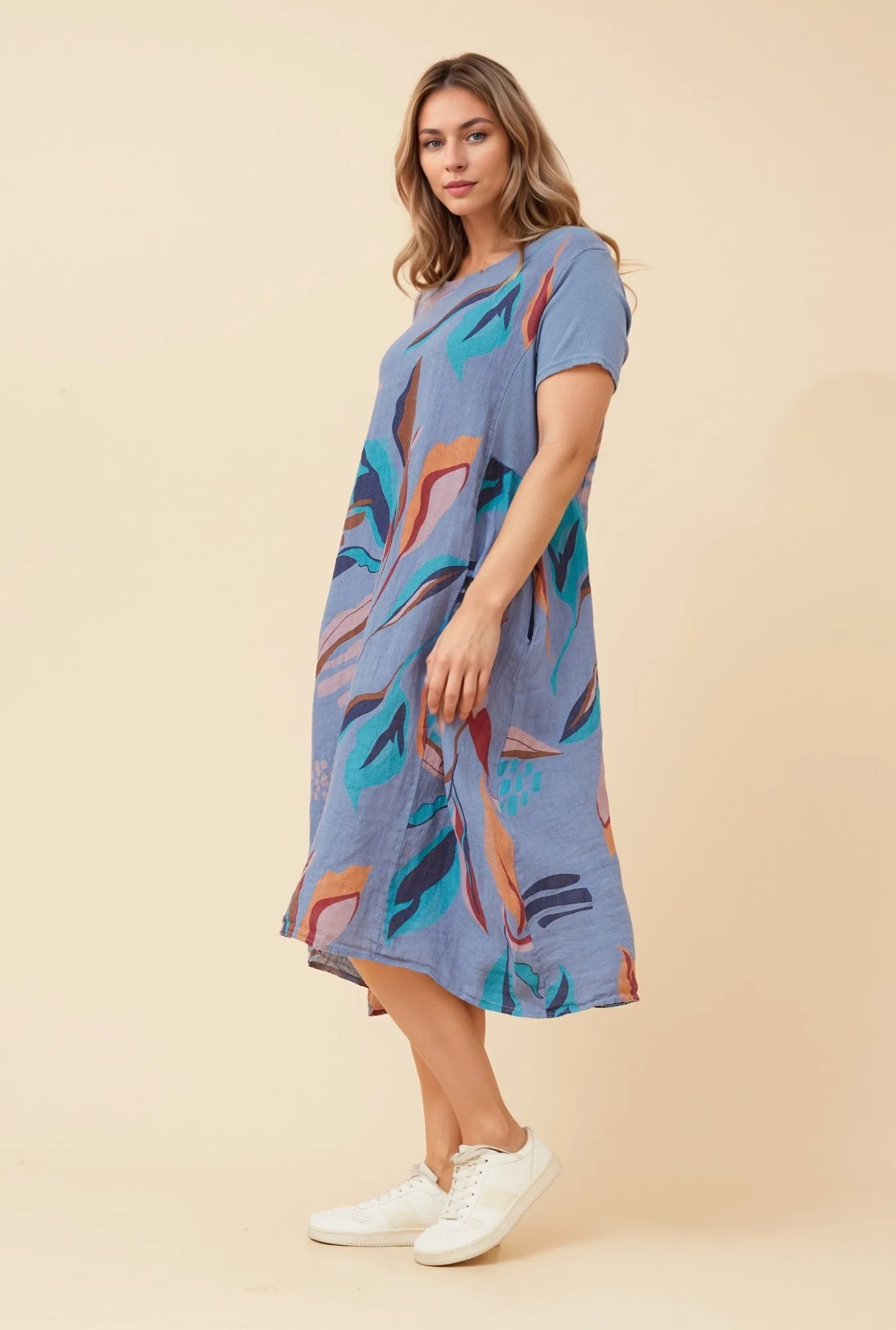 LEAF PRINT LINEN DRESS sold by Rockmans product image thumbnail 2