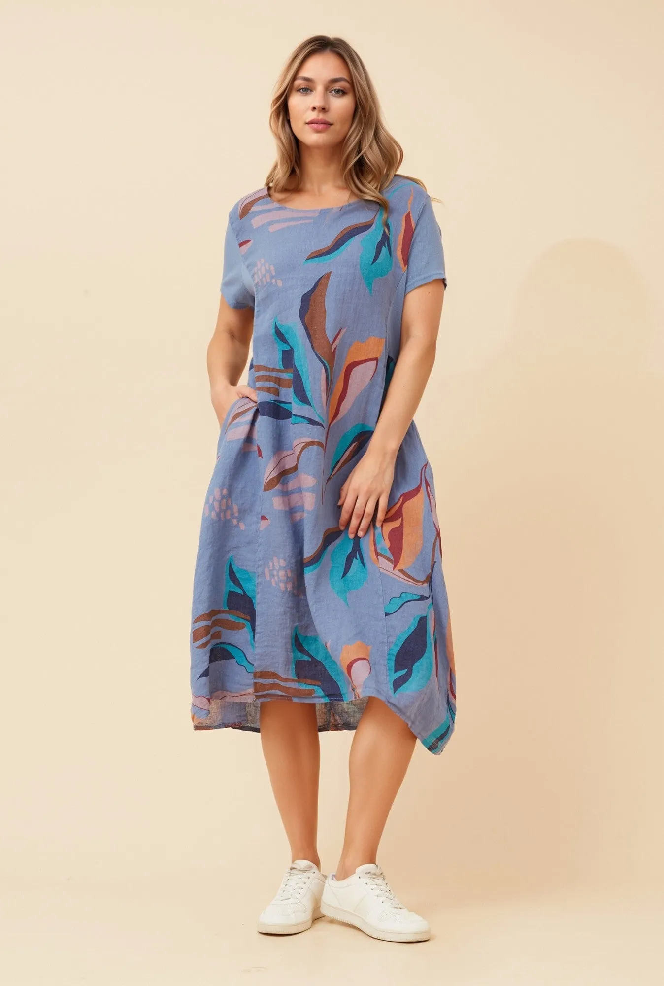 LEAF PRINT LINEN DRESS sold by Rockmans product image thumbnail 3