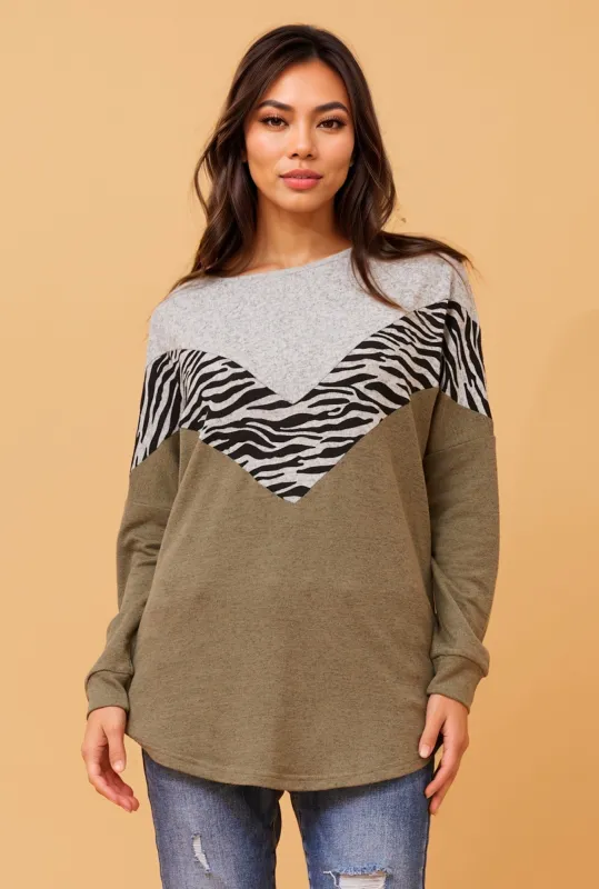 DORSET ZEBRA PRINT PANEL TOP sold by Rockmans