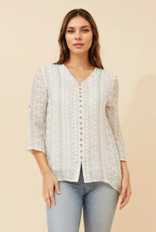 RUBY ABSTRACT SHIRT sold by Rockmans