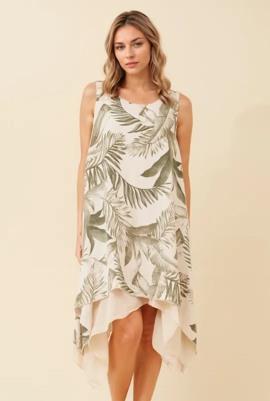 MILLIE DOUBLE LAYER LINEN DRESS sold by Rockmans