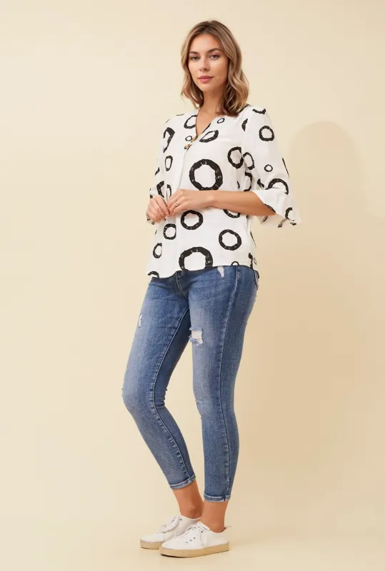 RUE GEOMETRIC PRINT TOP sold by Rockmans