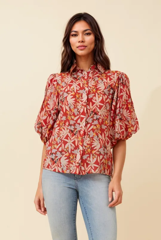 WILKIE PUFF SLEEVE SHIRT sold by Rockmans