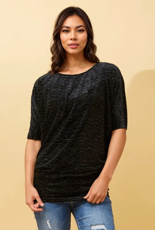 EBONY GLITTER TOP sold by Rockmans