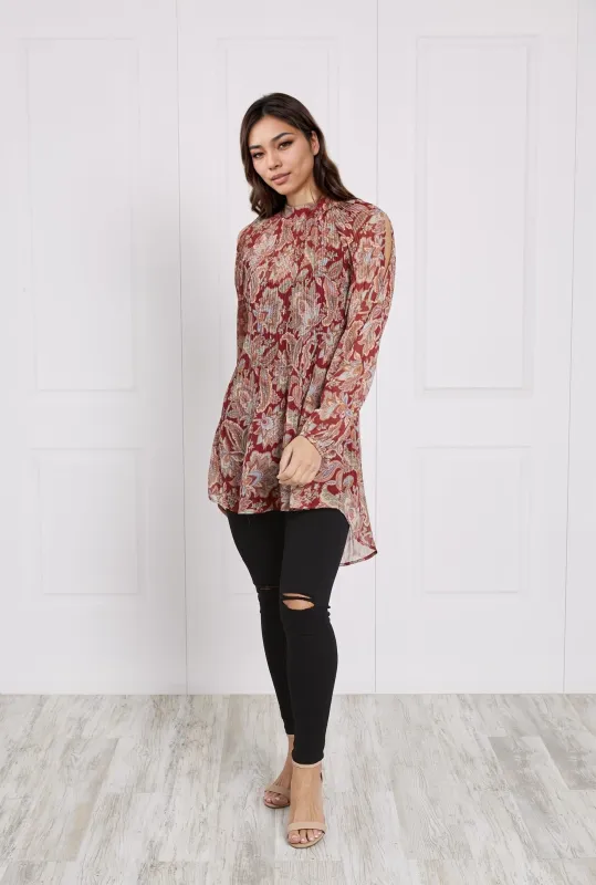 VALERIE PAISLEY PRINT PLEATED TOP sold by Rockmans
