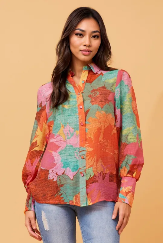 VELLE ABSTRACT PRINT SHIRT sold by Rockmans