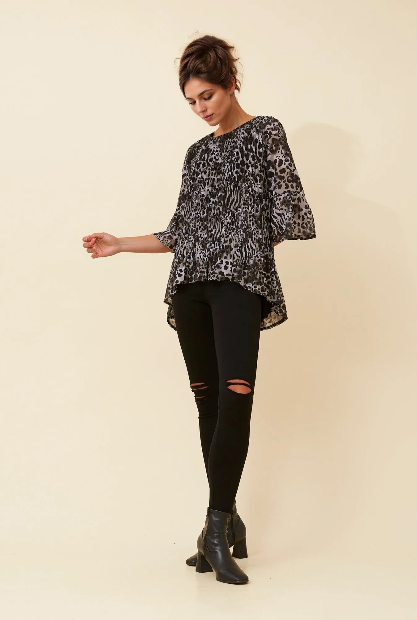 NANCY PLEATED ANIMAL PRINT TOP sold by Rockmans product image thumbnail 5