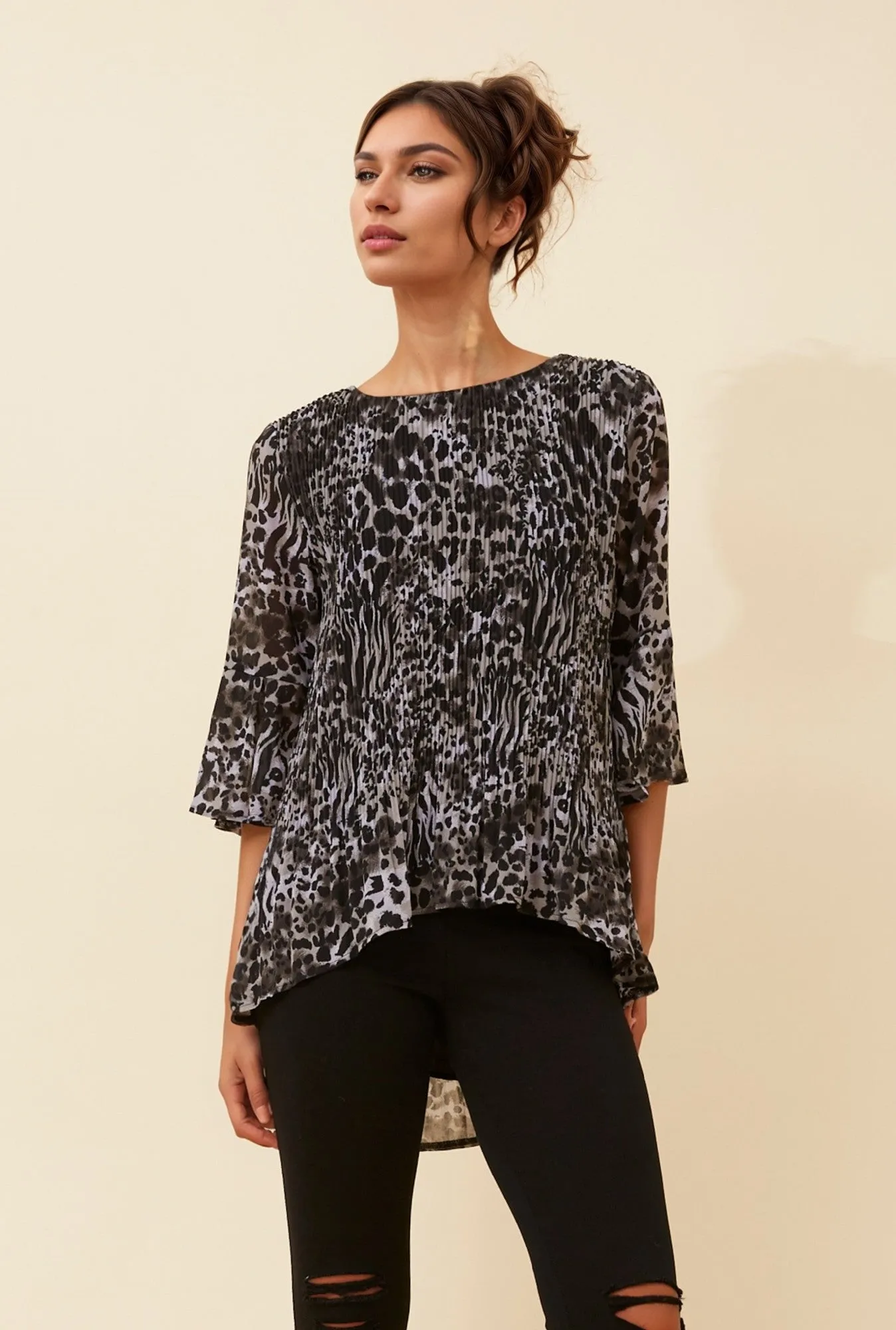 NANCY PLEATED ANIMAL PRINT TOP sold by Rockmans product image thumbnail 3