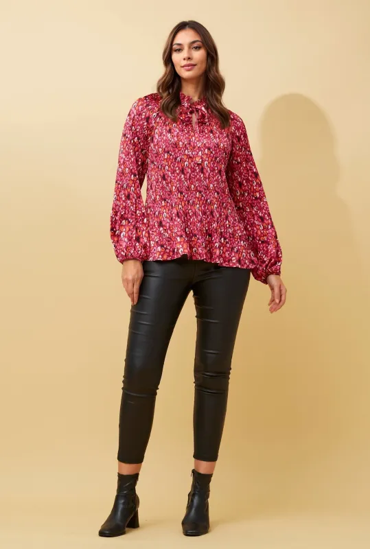 PETA ANIMAL PRINT PLEATED BLOUSE sold by Rockmans