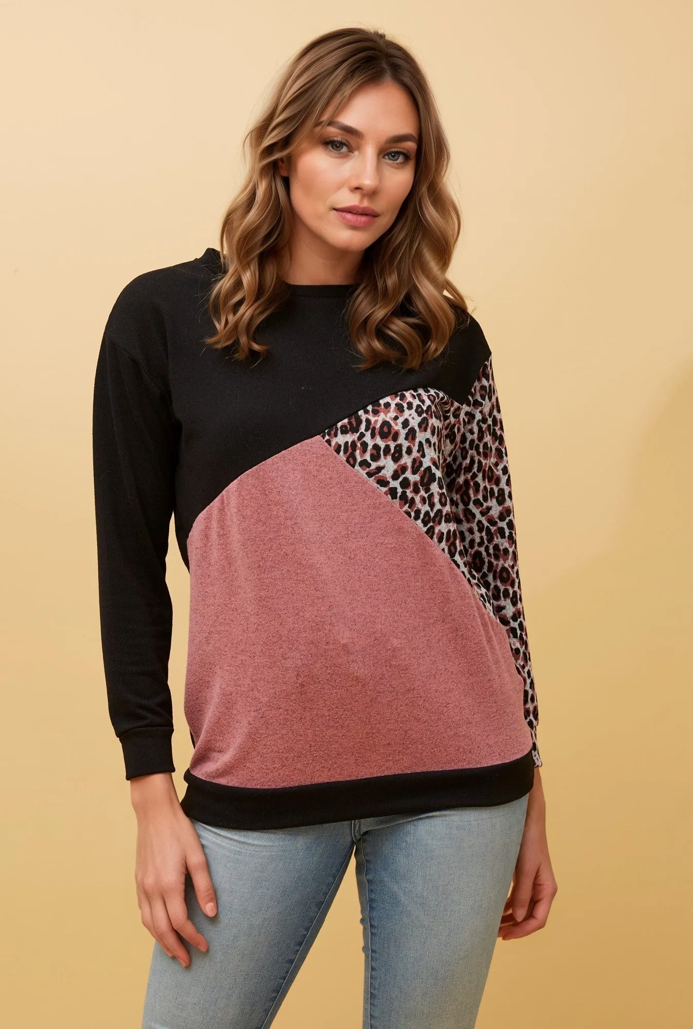 VESNA LEOPARD COLOUR BLOCK TOP sold by Rockmans product image thumbnail 2