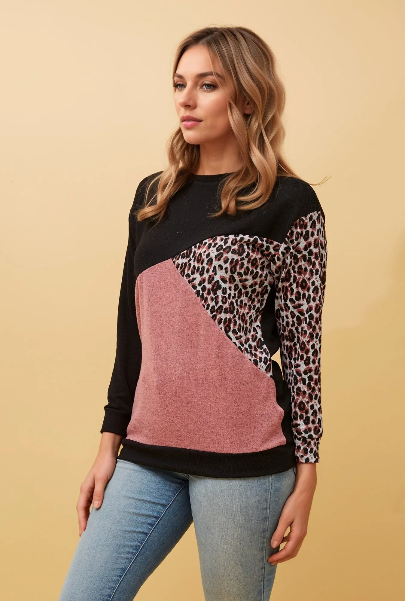 VESNA LEOPARD COLOUR BLOCK TOP sold by Rockmans product image thumbnail 5