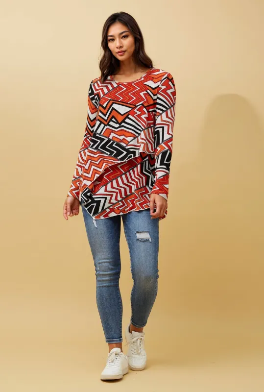 BOBBI ZIG ZAG PRINT DOUBLE LAYERED TOP sold by Rockmans
