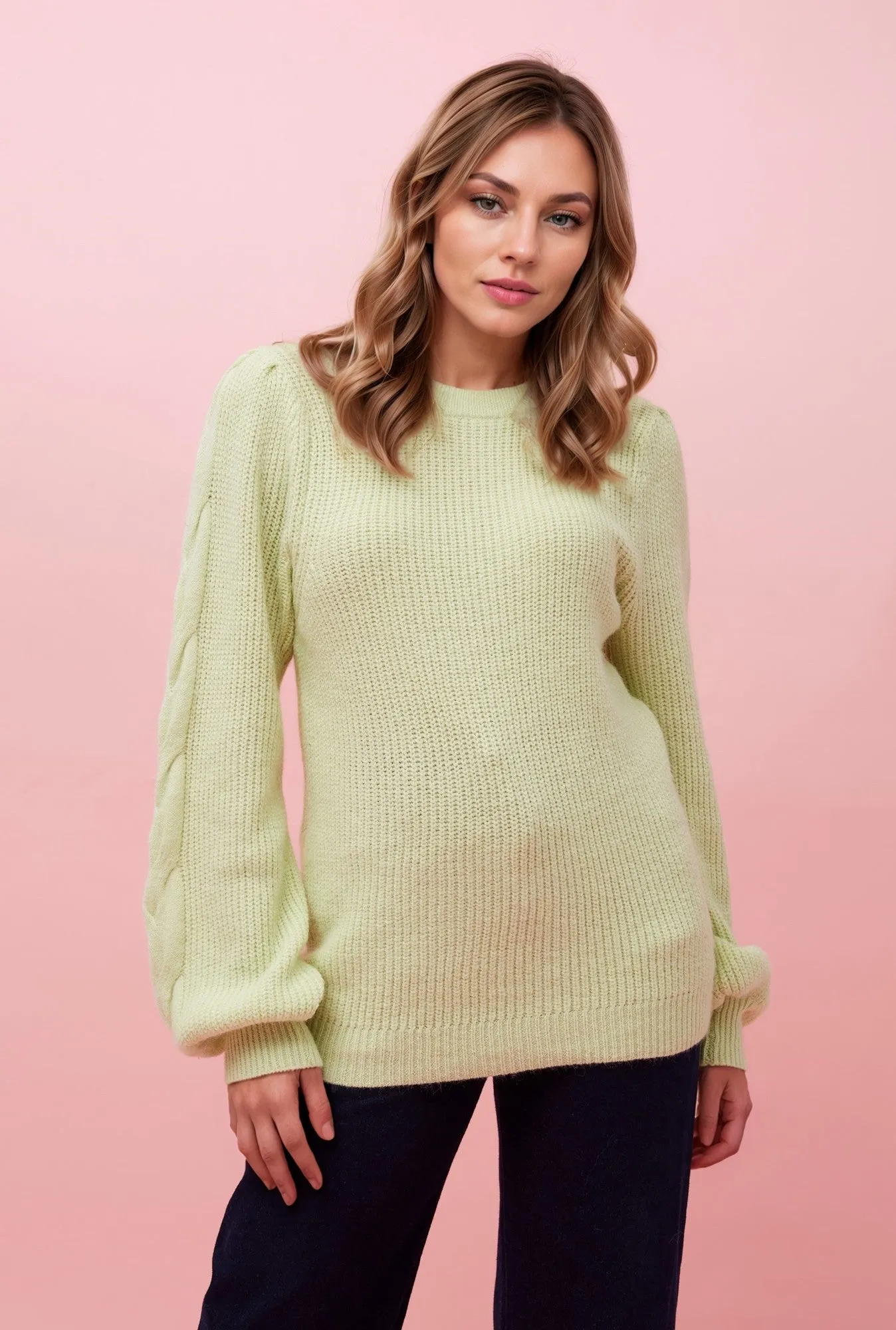 ASTREA CABLE KNIT BALLOON SLEEVE RIB KNIT JUMPER sold by Rockmans product image thumbnail 3