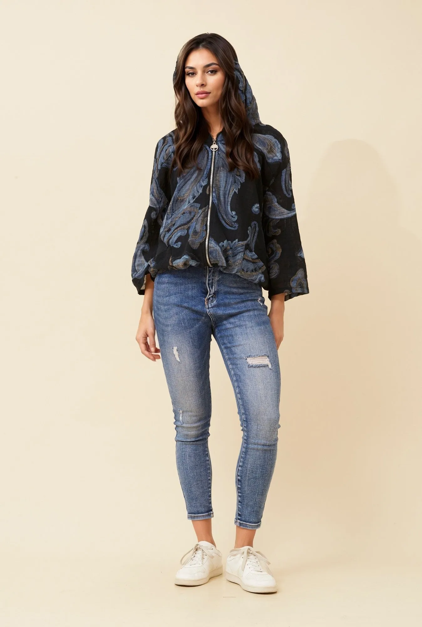 PRINTED CASUAL HOODED JACKET sold by Rockmans product image thumbnail 5