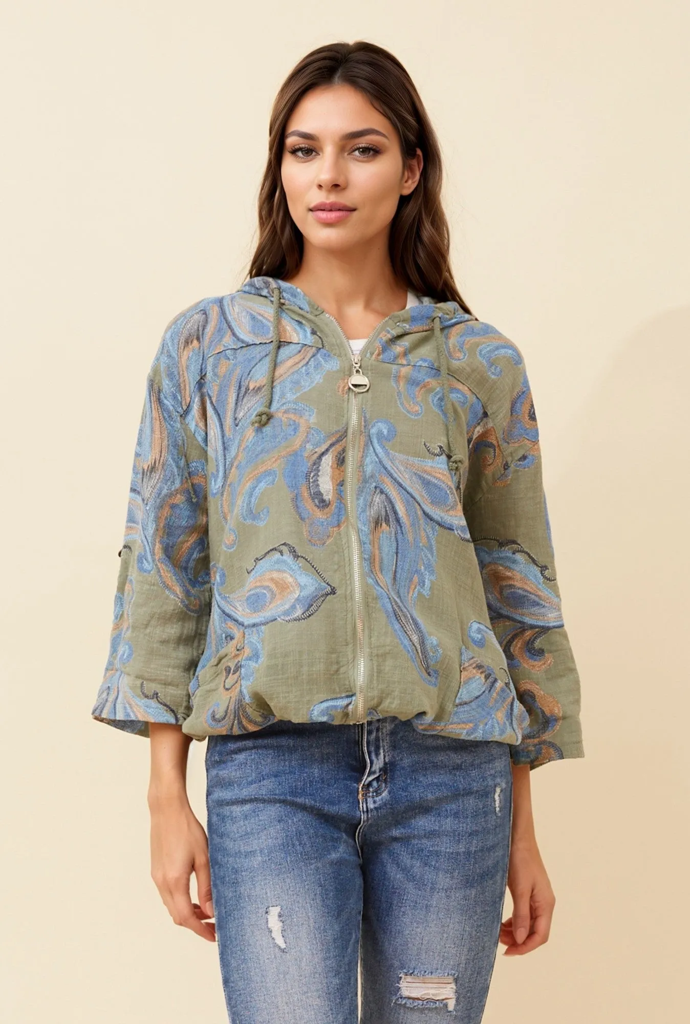 PRINTED CASUAL HOODED JACKET sold by Rockmans product image thumbnail 2