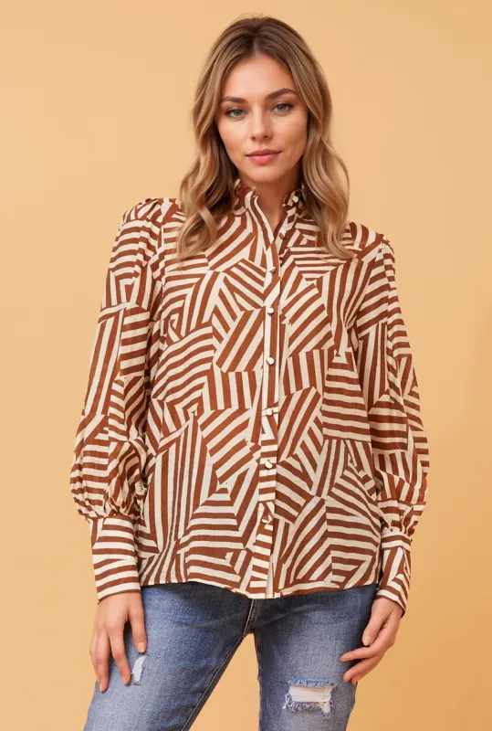 BELLE PATCHWORK STRIPED SHIRT sold by Rockmans