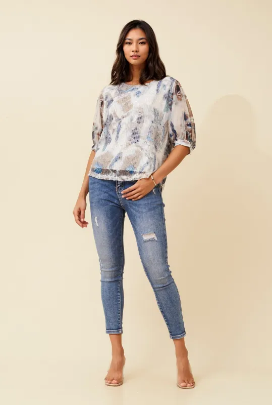 ELOWEN ABSTRACT PRINT SHIRT sold by Rockmans