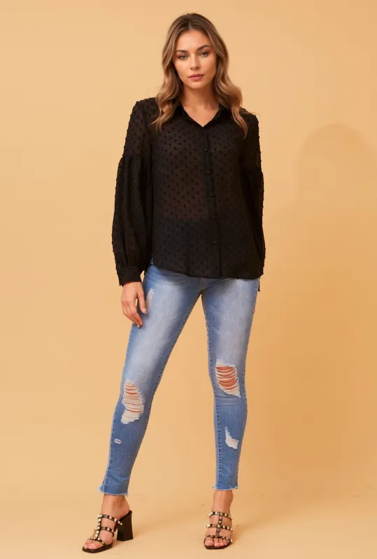 TRINNY DOBBY PATTERN SHIRT sold by Rockmans