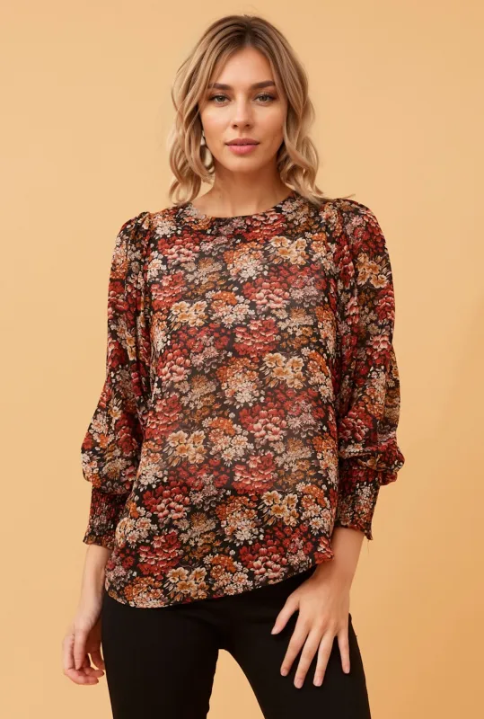 FLORAL BALLOON SLEEVE BLOUSE sold by Rockmans